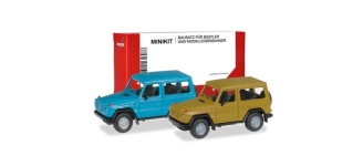 Herpa 012645-009 - H0 - Mercedes-Benz G-Klasse - chinablau/currygelb (2 Stück)